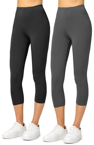 Merry Style Damen Leggings 3/4 aus Viskose 2 Pack MS10-144 (Schwarz/Graphite, L) von Merry Style