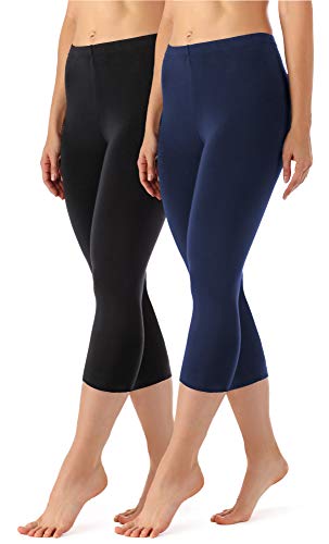 Merry Style Damen Leggings 3/4 aus Viskose 2 Pack MS10-144 (Schwarz/Navy, XL) von Merry Style