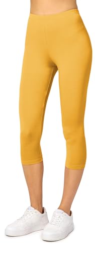 Merry Style Damen Leggings 3/4 Capri Leggings aus Viskose MS10-144 (Gelb, 4XL) von Merry Style