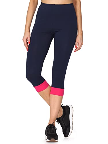 Merry Style Damen Leggings aus Baumwolle mit angenähtem Bündchen MS10-379 (Marineblau/Amaranth, M) von Merry Style