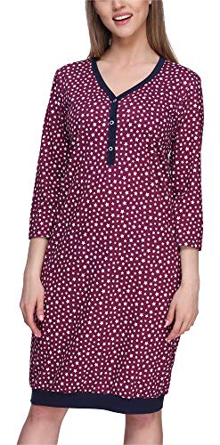 Merry Style Damen Nachthemd MS10-181 (Weinrot/Sterne, S) von Merry Style