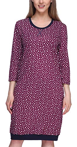Merry Style Damen Nachthemd MS10-182 (Weinrot/Sterne, S) von Merry Style