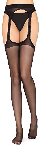 Merry Style Damen Strapsstrümpfe & Strumpfhalter Strapsstrumpfhose offen Strumpfhose Ouvert MSFI024(Schwarz,L) von Merry Style