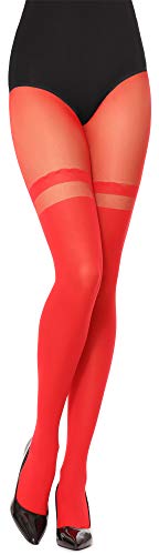 Merry Style Damen Overknee Strumpfhose mit Muster Strümpfe Optik MSSST001 (Rot, XS-S) von Merry Style