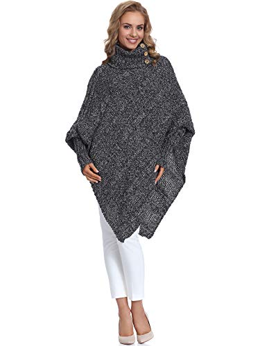 Merry Style Damen Poncho C46l4 (Schwarz/Melange) von Merry Style