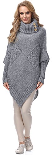 Merry Style Damen Poncho M83N4 (Melange/Grau, One Size) von Merry Style