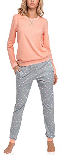 Merry Style Damen Lang Zweiteiliger Schlafanzug aus Baumwolle Pyjama Set Winter MS10-168 (Lachs Grau, M) von Merry Style