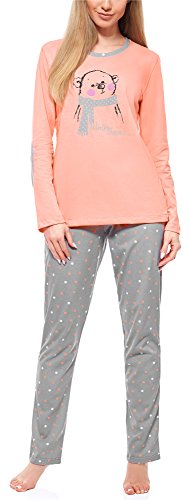 Merry Style Damen Lang Zweiteiliger Schlafanzug aus Baumwolle Pyjama Set Winter MS10-169 (Lachs Grau, S) von Merry Style