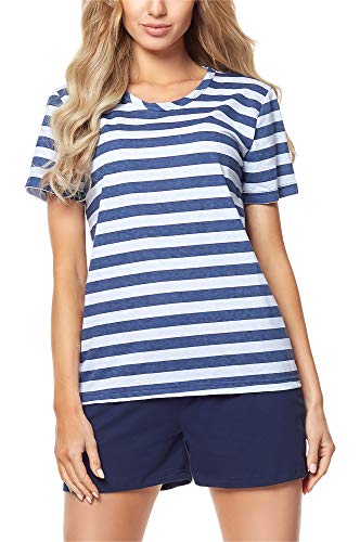 Merry Style Damen Schlafanzug MS10-177 (Marine/Hellblau, S) von Merry Style