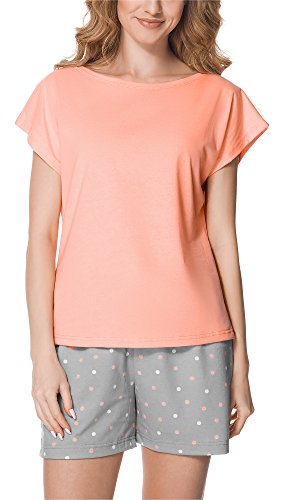 Merry Style Damen Schlafanzug MS10-178 (Lachs/Grau, XL) von Merry Style