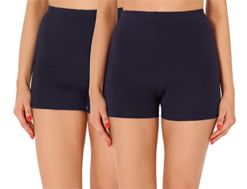 Merry Style Damen Shorts Radlerhose Unterhose Hotpants Kurze Hose Boxershorts aus Baumwolle 2Pack MS10-358(2Pack Marineblau/Marineblau,S) von Merry Style