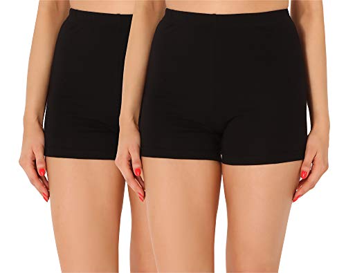 Merry Style Damen Shorts Radlerhose Unterhose Hotpants Kurze Hose Boxershorts aus Baumwolle 2Pack MS10-358(2Pack Schwarz/Schwarz,XS) von Merry Style