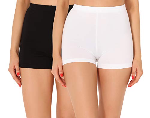 Merry Style Damen Shorts Radlerhose Unterhose Hotpants Kurze Hose Boxershorts aus Baumwolle 2Pack MS10-358(2Pack Schwarz/Weiß,S) von Merry Style