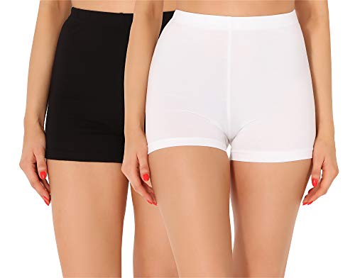 Merry Style Damen Shorts Radlerhose Unterhose Hotpants Kurze Hose Boxershorts aus Baumwolle 2Pack MS10-358(2Pack Schwarz/Weiß,XL) von Merry Style