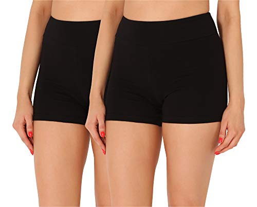 Merry Style Damen Shorts Radlerhose Unterhose Hotpants Kurze Hose Boxershorts aus Baumwolle 2Pack MS10-359(2Pack Schwarz/Schwarz,M) von Merry Style