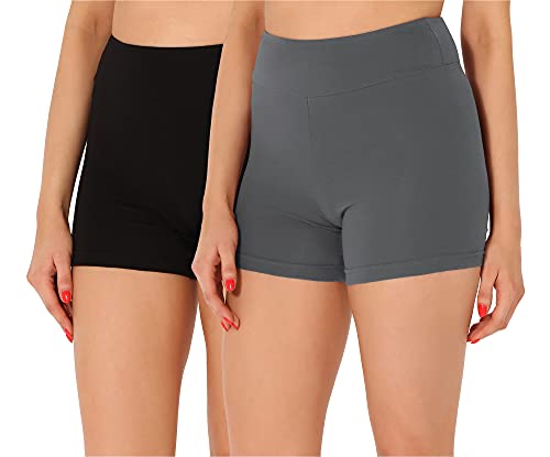 Merry Style Damen Shorts Radlerhose Unterhose Hotpants Kurze Hose Boxershorts aus Baumwolle 2Pack MS10-359 (2Pack Schwarz/Grau, XL) von Merry Style