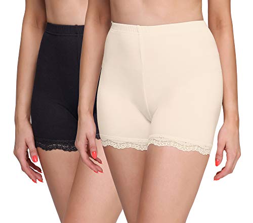 Merry Style Damen Shorts Radlerhose Unterhose Hotpants Kurze Hose Boxershorts aus Viskose 2 Pack MS10-294 (Schwarz/Ecru(2Pack), L) von Merry Style