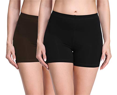Merry Style Damen Shorts Radlerhose Unterhose Hotpants Kurze Hose Boxershorts aus Viskose 2Pack MS10-283(2Pack Schwarz/Braun,L) von Merry Style