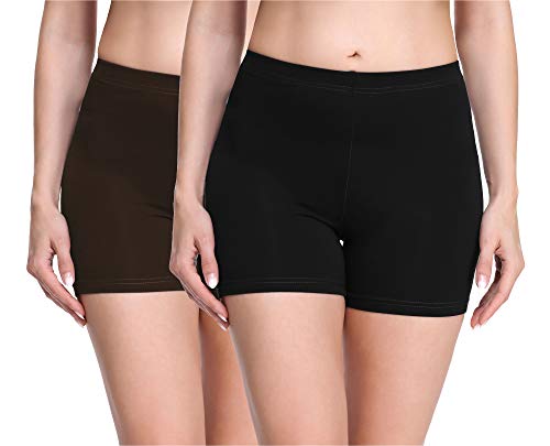 Merry Style Damen Shorts Radlerhose Unterhose Hotpants Kurze Hose Boxershorts aus Viskose 2Pack MS10-283(2Pack Schwarz/Braun,S) von Merry Style