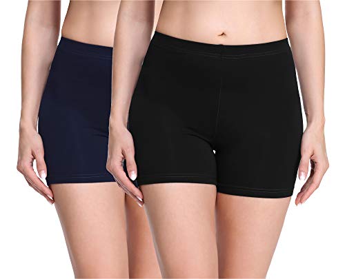 Merry Style Damen Shorts Radlerhose Unterhose Hotpants Kurze Hose Boxershorts aus Viskose 2Pack MS10-283(2Pack Schwarz/Marineblau,M) von Merry Style