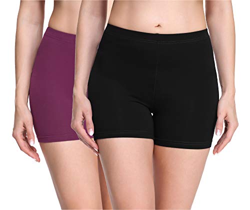 Merry Style Damen Shorts Radlerhose Unterhose Hotpants Kurze Hose Boxershorts aus Viskose 2Pack MS10-283(2Pack Schwarz/Weinrot,XXL) von Merry Style