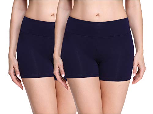 Merry Style Damen Shorts Radlerhose Unterhose Hotpants Kurze Hose Boxershorts aus Viskose 2Pack MS10-284(2Pack Marineblau/Marineblau,L) von Merry Style