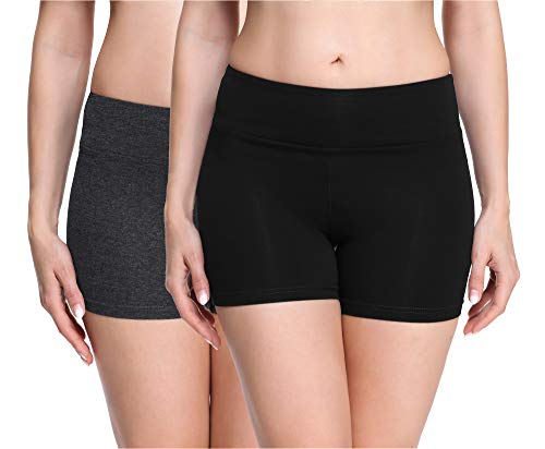 Merry Style Damen Shorts Radlerhose Unterhose Hotpants Kurze Hose Boxershorts aus Viskose 2Pack MS10-284(2Pack Schwarz/Dunkelmelange,XS) von Merry Style