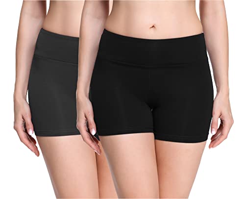 Merry Style Damen Shorts Radlerhose Unterhose Hotpants Kurze Hose Boxershorts aus Viskose 2Pack MS10-284(2Pack Schwarz/Graphite,M) von Merry Style