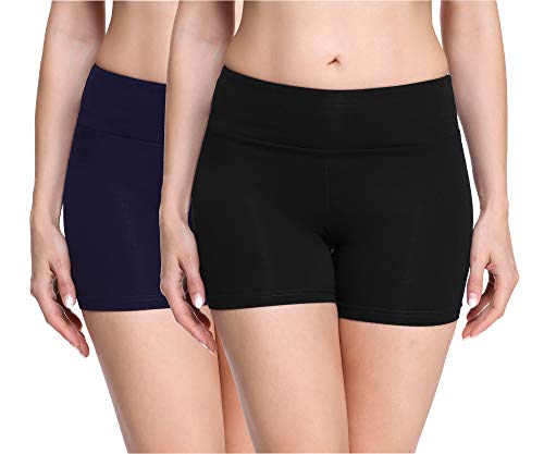 Merry Style Damen Shorts Radlerhose Unterhose Hotpants Kurze Hose Boxershorts aus Viskose 2Pack MS10-284(2Pack Schwarz/Marineblau,L) von Merry Style