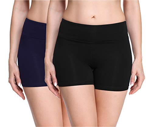 Merry Style Damen Shorts Radlerhose Unterhose Hotpants Kurze Hose Boxershorts aus Viskose 2Pack MS10-284(2Pack Schwarz/Marineblau,M) von Merry Style