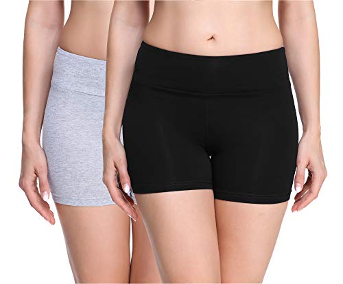 Merry Style Damen Shorts Radlerhose Unterhose Hotpants Kurze Hose Boxershorts aus Viskose 2Pack MS10-284(2Pack Schwarz/Melange,XS) von Merry Style