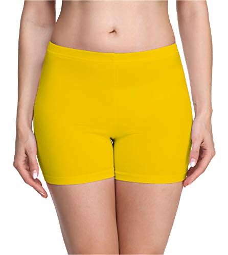 Merry Style Damen Shorts Radlerhose Unterhose Hotpants Kurze Hose Boxershorts aus Viskose MS10-283(Gelb,XL) von Merry Style
