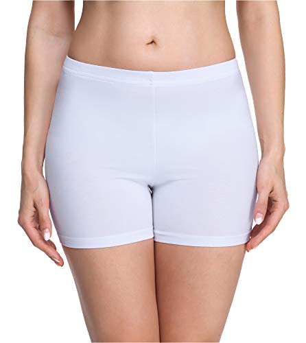 Merry Style Damen Shorts Radlerhose Unterhose Hotpants Kurze Hose Boxershorts aus Viskose MS10-283(Weiß,M) von Merry Style