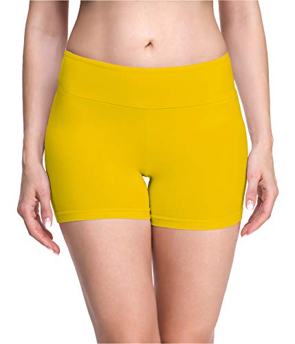 Merry Style Damen Shorts Radlerhose Unterhose Hotpants Kurze Hose Boxershorts aus Viskose MS10-284(Gelb,XL) von Merry Style