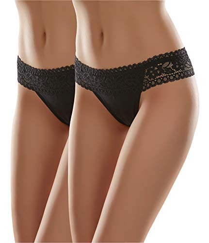 Merry Style Damen Slip MSGAB140 ((2Pack) Schwarz, 38 (Herstellergröße: M)) von Merry Style