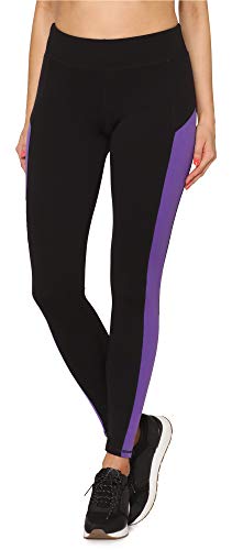 Merry Style Damen Sport Leggings MSGI007 (Schwarz/Violett, L) von Merry Style