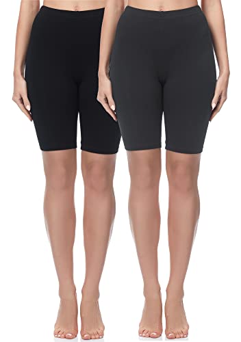 Merry Style Damen Sport Leggings kurz Sportleggings Radlerhose Sporthose aus Baumwolle 2 Pack MS10-200 (Schwarz/Graphite(2Pack), L) von Merry Style