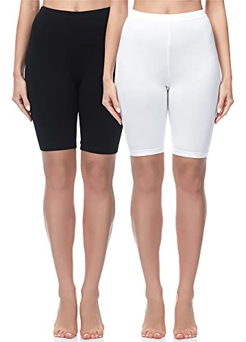 Merry Style Damen Sport Leggings kurz Sportleggings Radlerhose Sporthose aus Baumwolle 2 Pack MS10-200 (Schwarz/Weiß(2Pack), XS) von Merry Style
