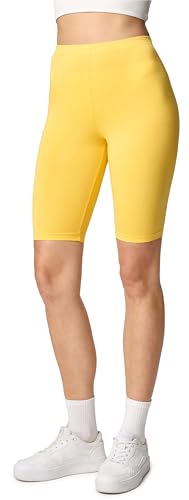 Merry Style Damen Sport Leggings kurz Sportleggings Radlerhose Sporthose aus Viskose MS10-145 (Gelb, S) von Merry Style