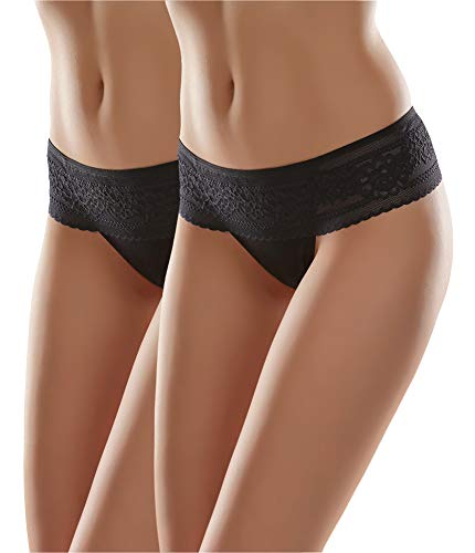 Merry Style Damen String MSGAB161 ((2Pack) Schwarz, 38 (Herstellergröße: M)) von Merry Style