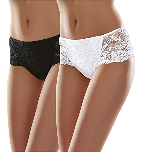 Merry Style Damen String MSGAB39 ((2Pack) Schwarz/Weiß, 40 (Herstellergröße: L)) von Merry Style