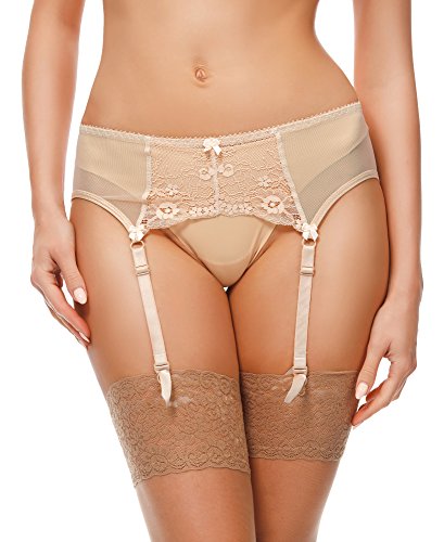 Merry Style Damen Strumpfgürtel 911 (Beige, L) von Merry Style