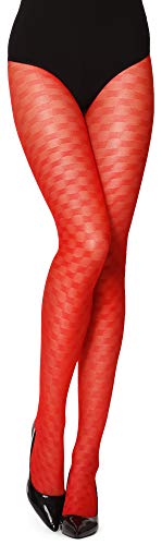 Merry Style Strumpfhosen für Damen halbtransparent Strumpfhose Damen Muster 40 DEN GI1102 (Rot, S) von Merry Style