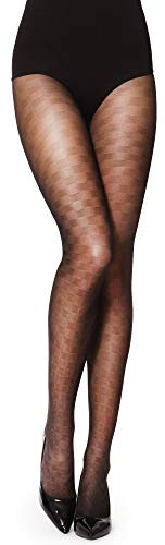 Merry Style Strumpfhosen für Damen halbtransparent Strumpfhose Damen Muster 40 DEN GI1102 (Schwarz, M) von Merry Style