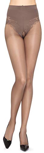 Merry Style Damen Strumpfhose 40 DEN mit eingearbeitetem stützendem Komfortslip (100 DEN) MSGI017 (Tabaco, 2) von Merry Style