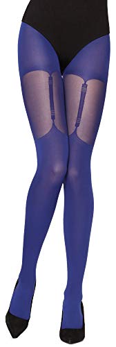 Merry Style Damen Strumpfhose mit Muster Strapsstrümpfe Optik 40 DEN MS 260 (Cobalt, L (40-44)) von Merry Style