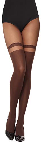 Merry Style Damen Overknee Strumpfhose mit Muster Strümpfe Optik MSSST001 (Caffe, M) von Merry Style