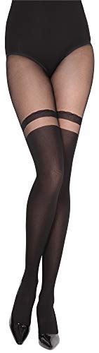 Merry Style Damen Overknee Strumpfhose mit Muster Strümpfe Optik MSSST001 (Schwarz, XS-S) von Merry Style