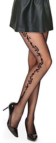 Merry Style Damen Strumpfhose Mit Muster Blumen MS 284 20 DEN (Schwarz, XL (44-48)) von Merry Style