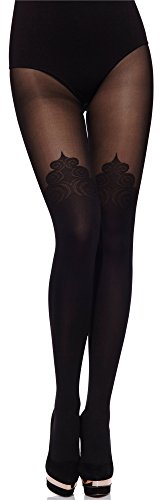 Merry Style Damen Strumpfhose mit Muster Overknee Optik MS 389 60 DEN(Schwarz, XL (44-48)) von Merry Style